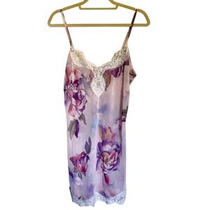 Vintage California Dynasty Sheer Floral Nightie Chemise Slip Dress Size Medium